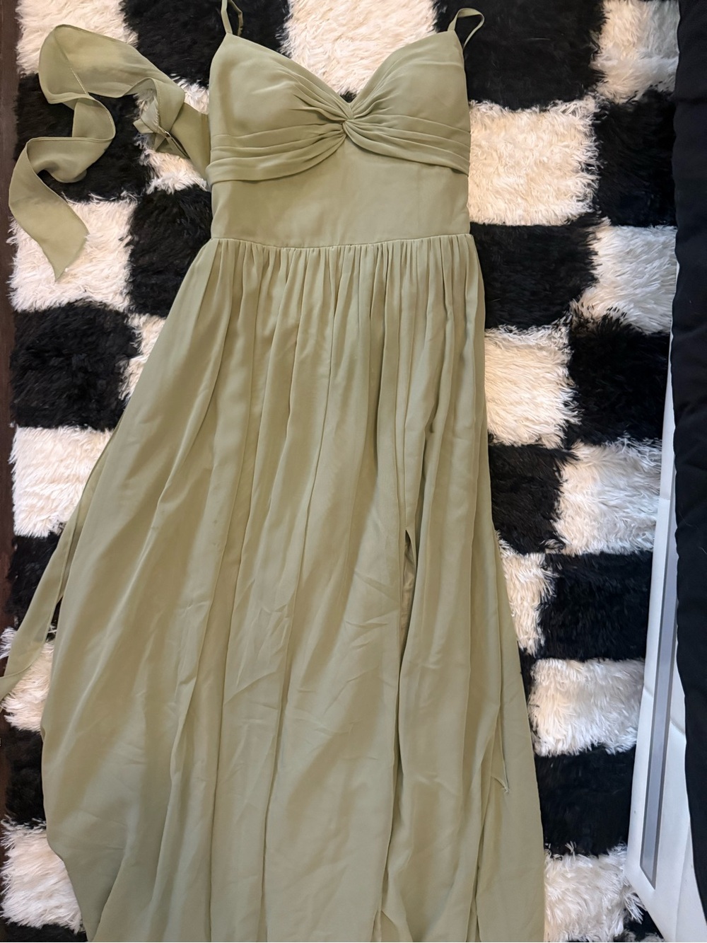 Azazie Olive Green Spaghetti Strap Bridesmaid Maxi Dress
